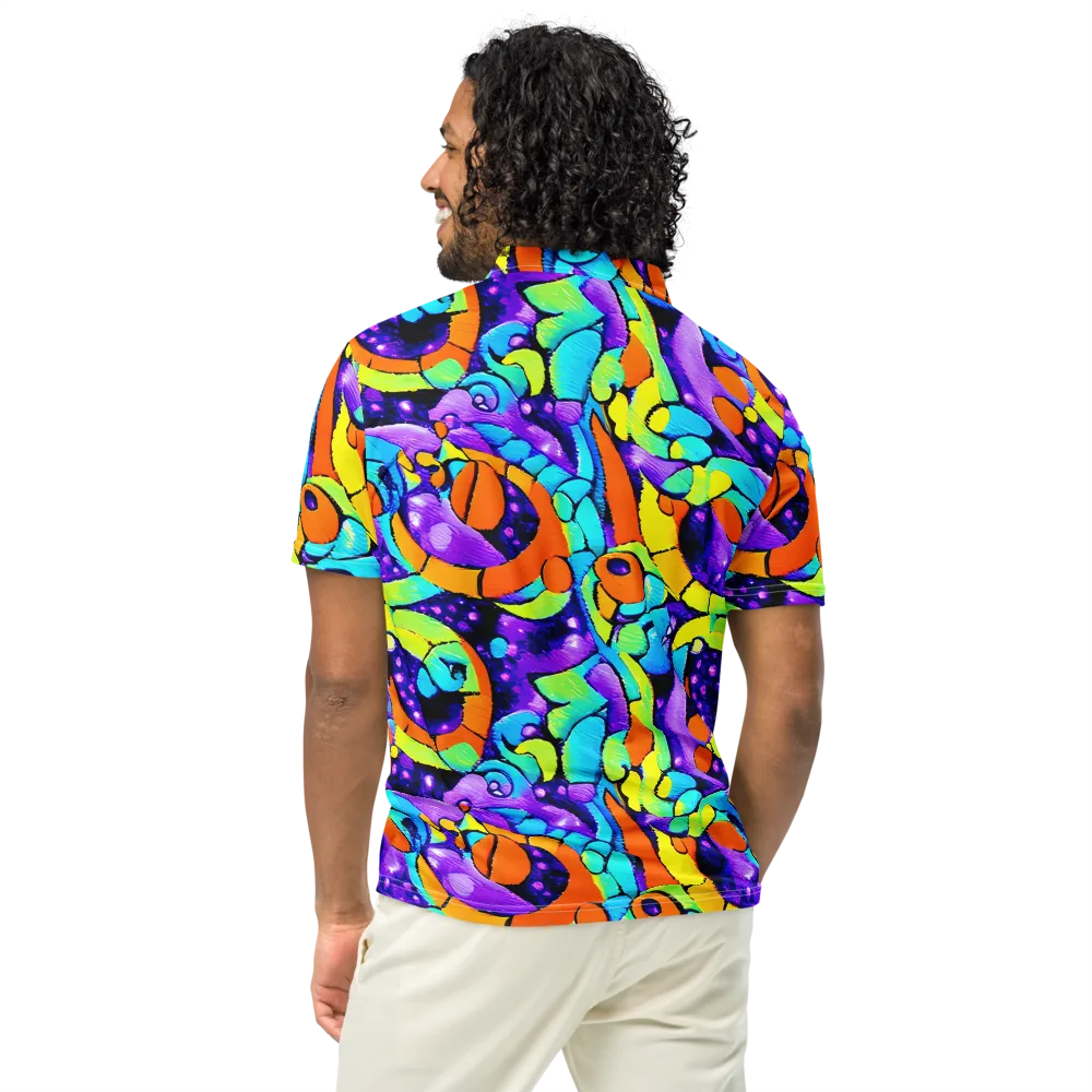 Vivid Collision on Men's Slim Fit Polo Shirt — Back