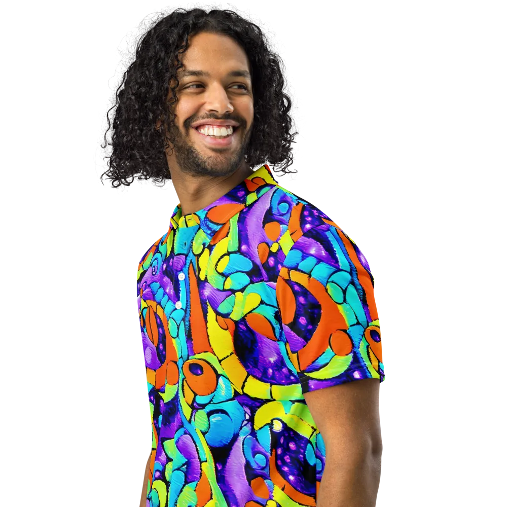 Vivid Collision on Men's Slim Fit Polo Shirt — Left Front