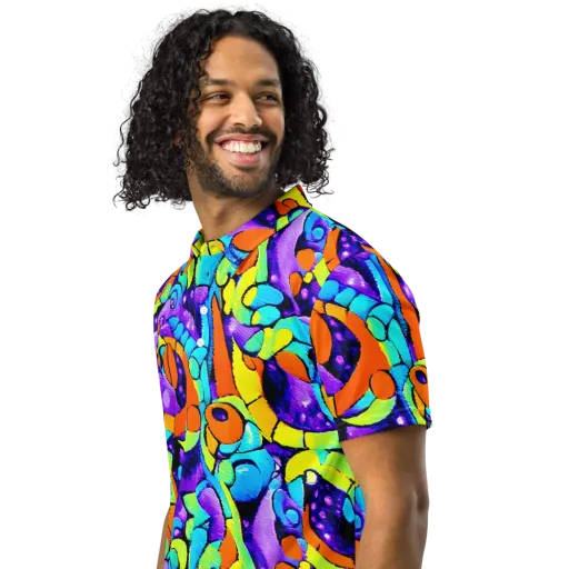 Vivid Collision on a Men's Slim Fit Polo Shirt