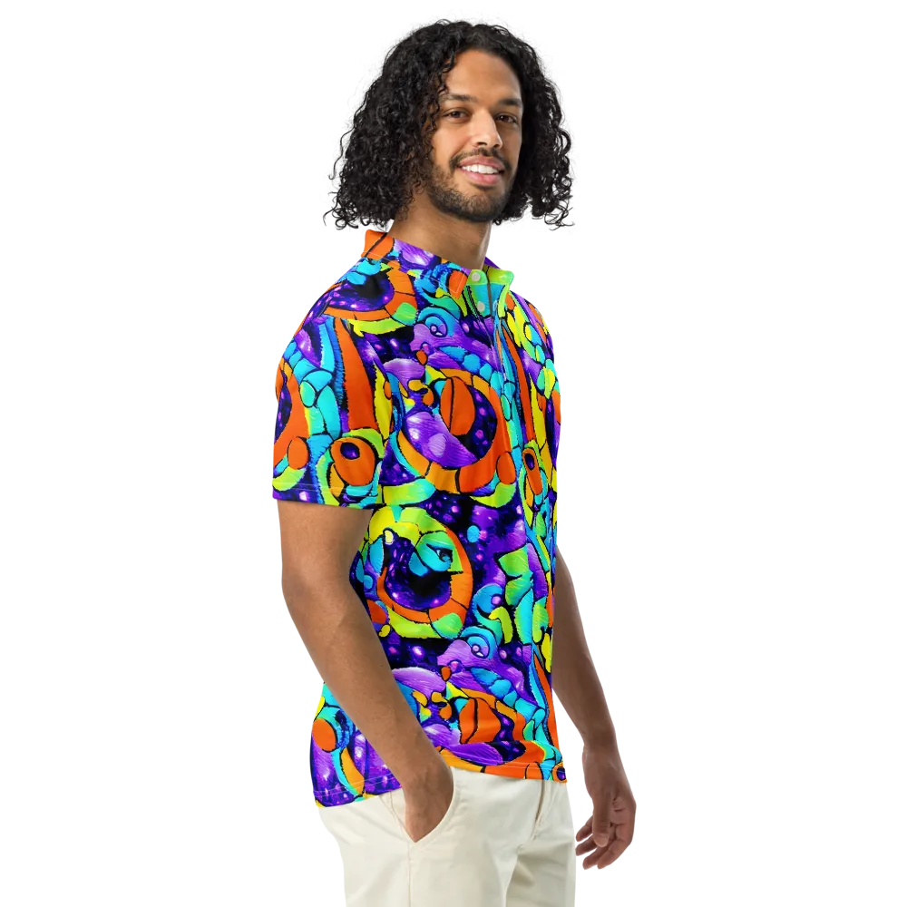 Vivid Collision on Men's Slim Fit Polo Shirt — Right Front