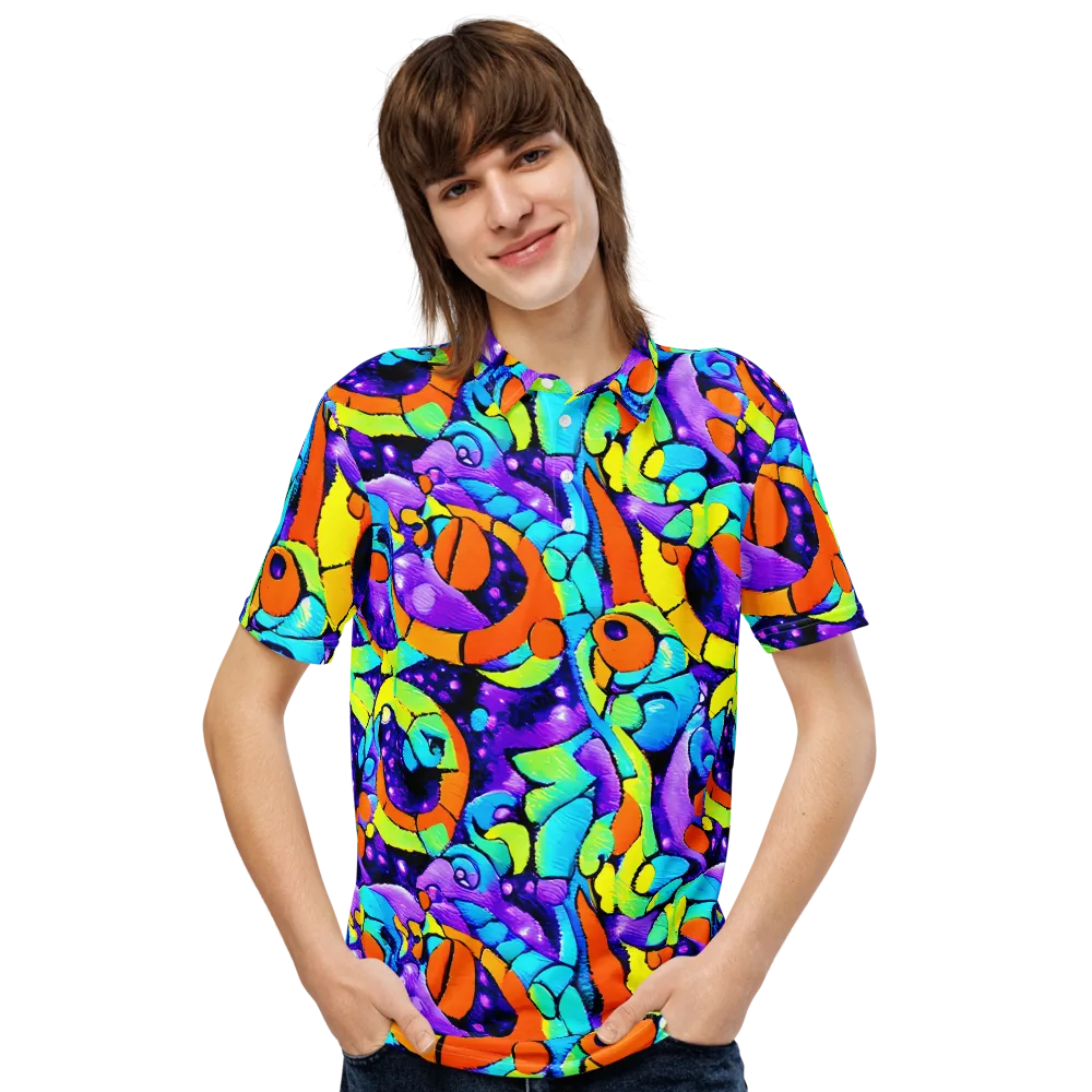 Vivid Collision on Men's Slim Fit Polo Shirt — Front