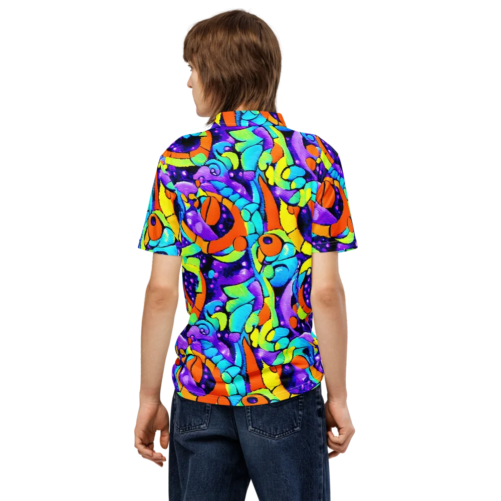 Vivid Collision on Men's Slim Fit Polo Shirt — Back