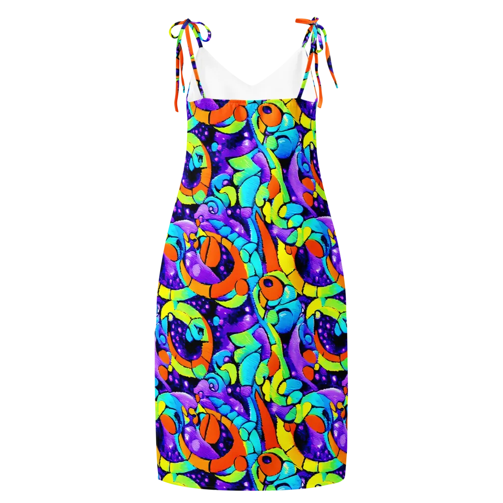 Vivid Collision on Slip Dress — Back