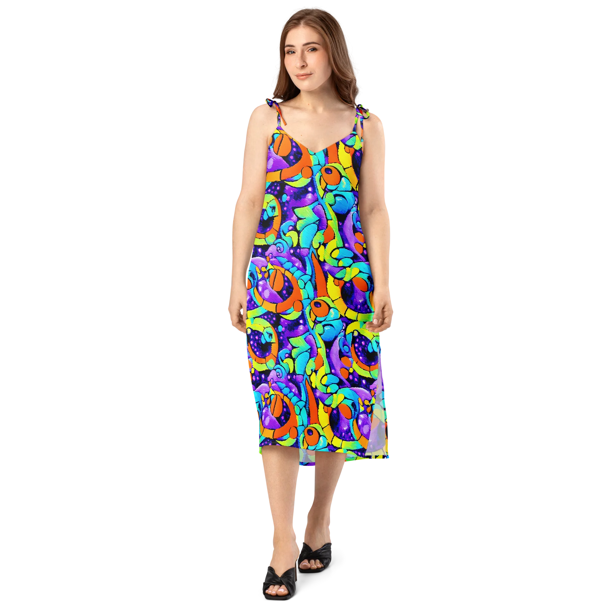 Vivid Collision on Slip Dress — Front