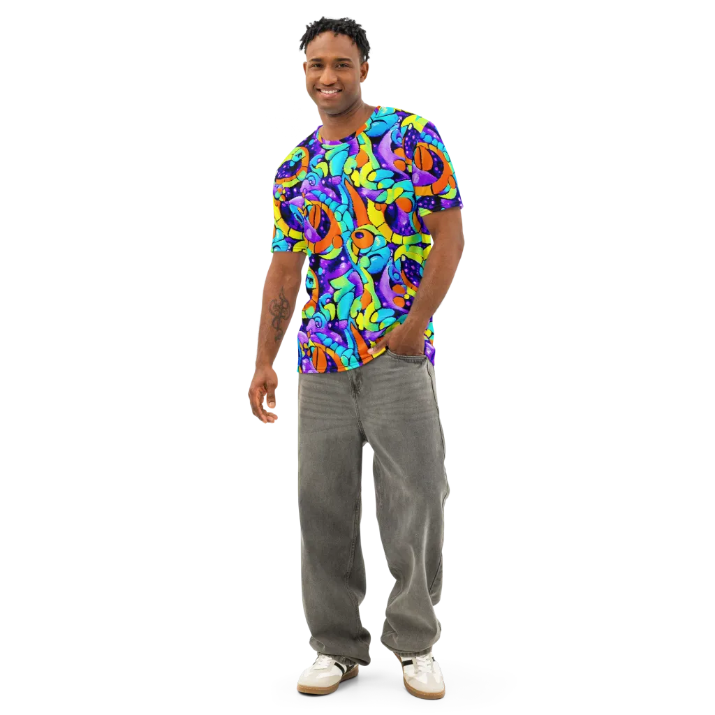 Vivid Collision on Men's Cotton Crew Neck T-Shirt — Front