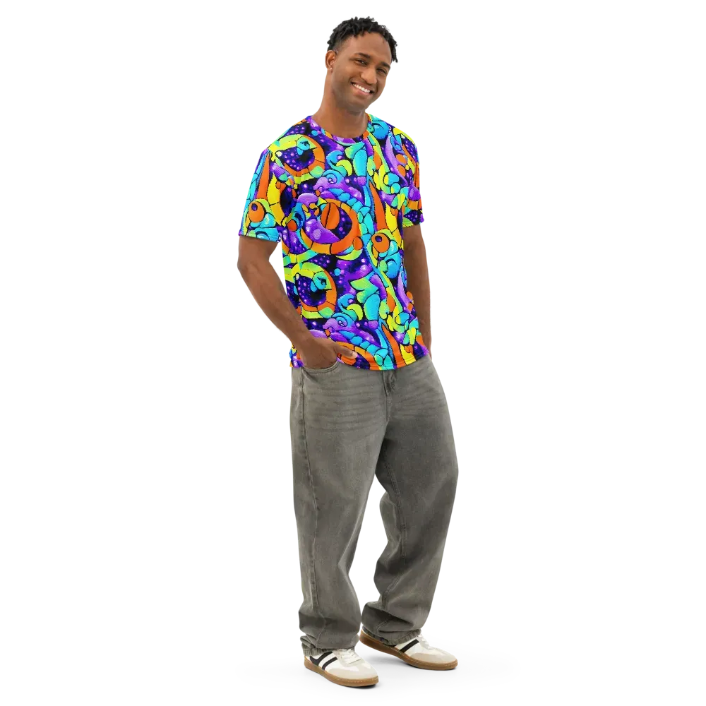 Vivid Collision on Men's Cotton Crew Neck T-Shirt — Right Front