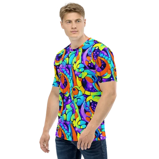 Vivid Collision on a Men's Crew Neck T-Shirt