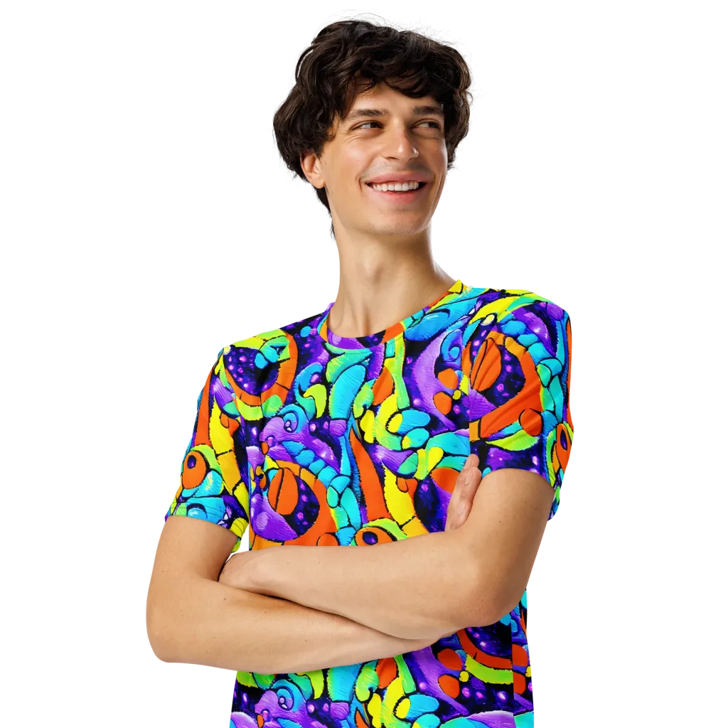 Vivid Collision on Men's Crew Neck T-Shirt — Left Front