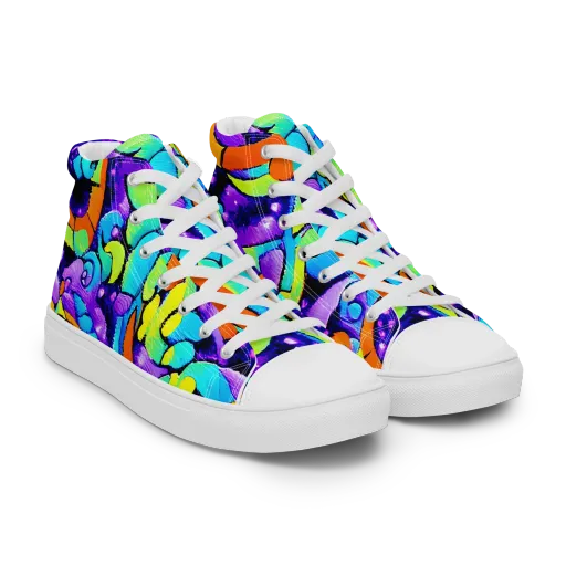 Vivid Collision on a Men's High Top Canvas Shoes