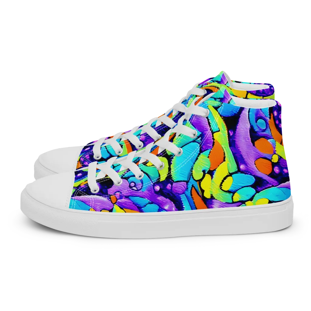 Vivid Collision on Men's High Top Canvas Shoes — Left