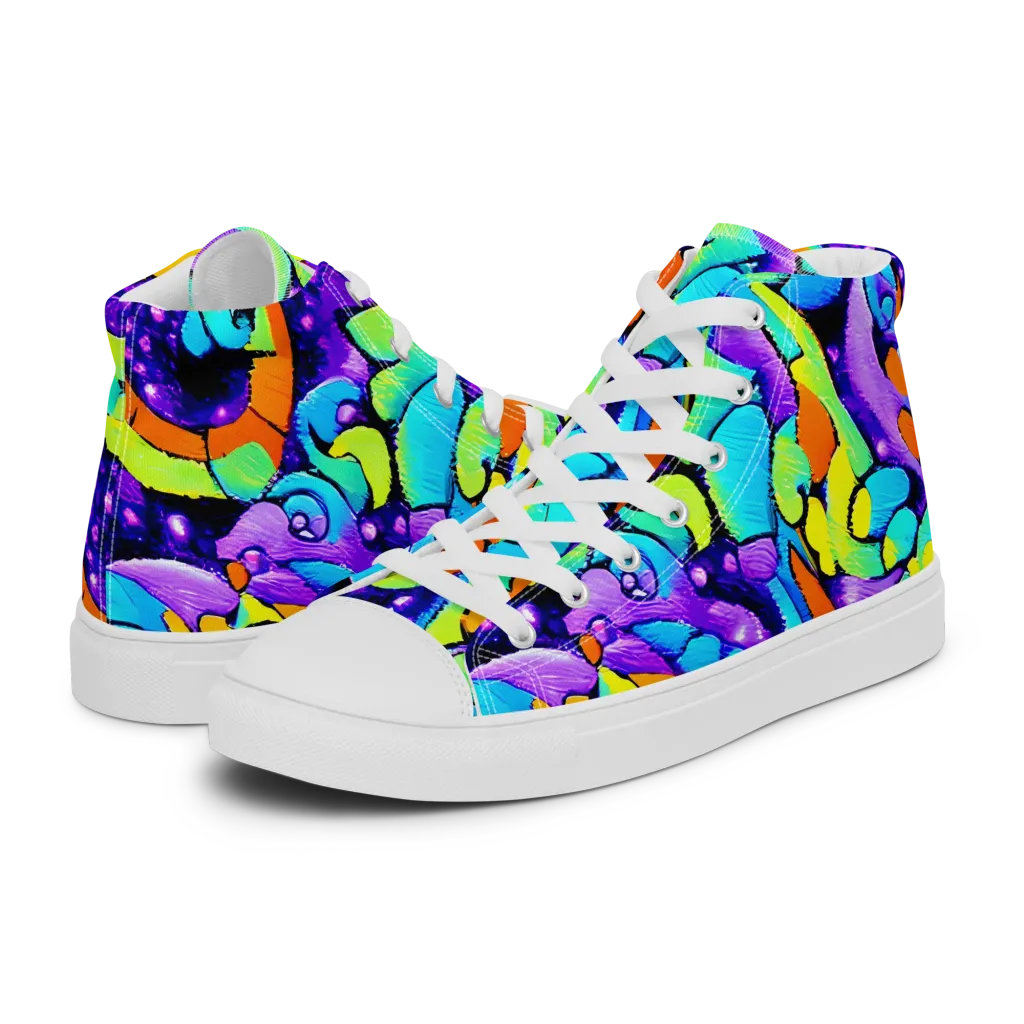 Vivid Collision on Men's High Top Canvas Shoes — Left