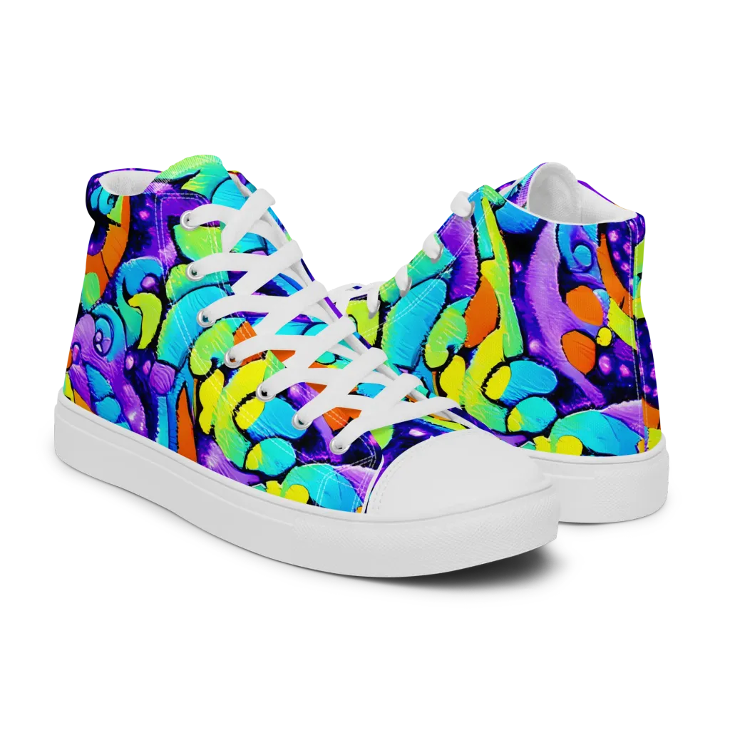 Vivid Collision on Men's High Top Canvas Shoes — Right
