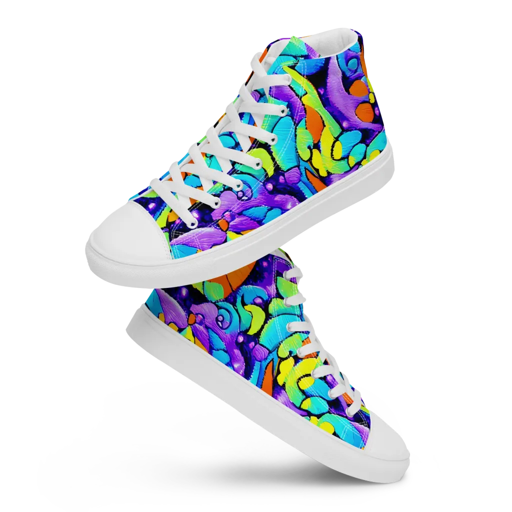 Vivid Collision on Men's High Top Canvas Shoes — Front