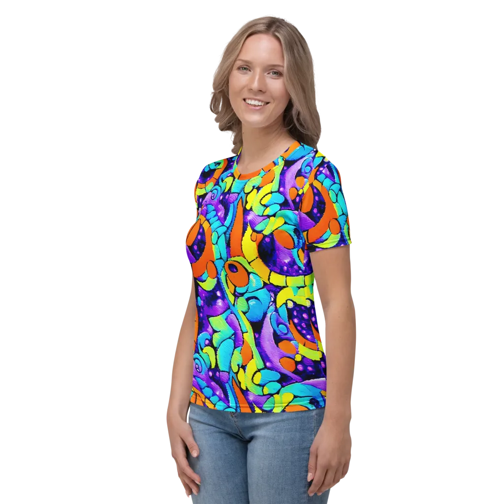 Vivid Collision on Women's Crew Neck T-Shirt — Left