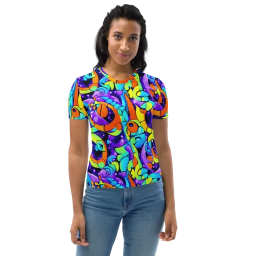 Vivid Collision on a Women's Crew Neck T-Shirt