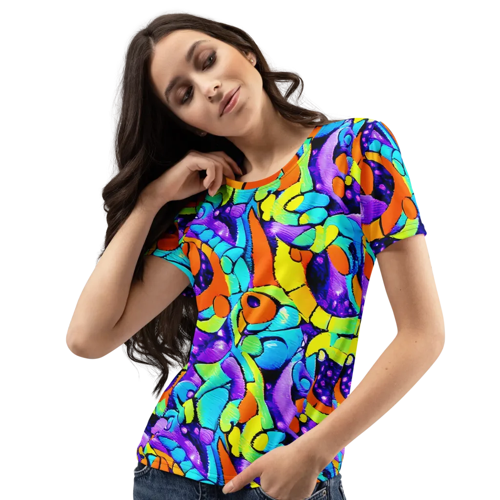 Vivid Collision on Women's Crew Neck T-Shirt — Left Front