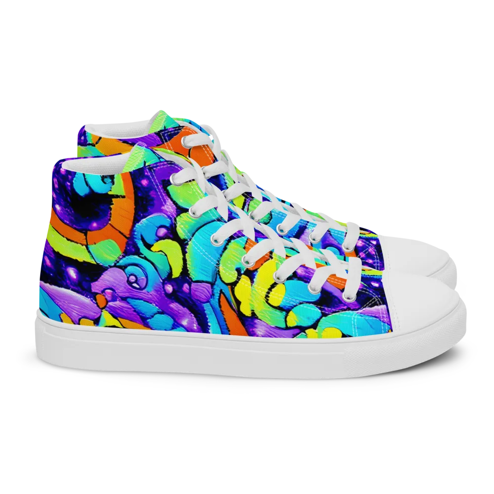 Vivid Collision on Women's High Top Canvas Shoes — Right