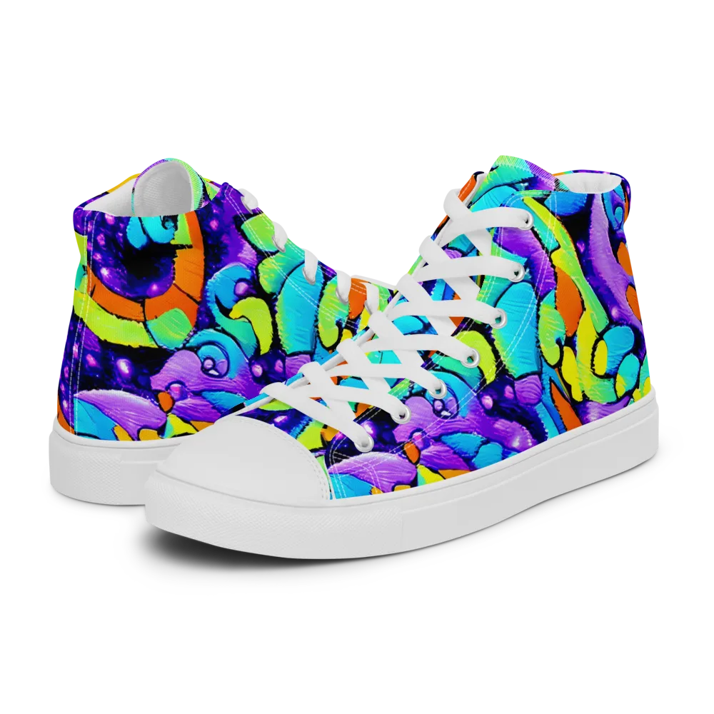Vivid Collision on Women's High Top Canvas Shoes — Left