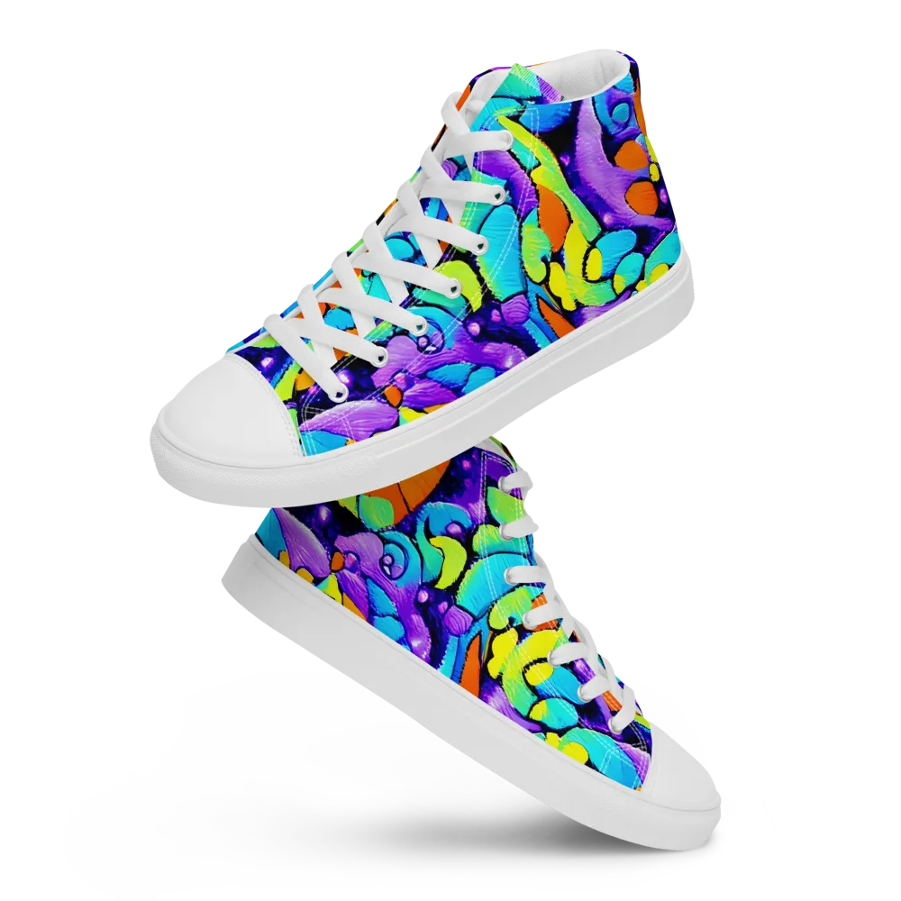 Vivid Collision on Women's High Top Canvas Shoes — Front