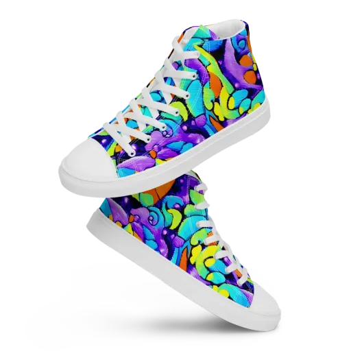 Vivid Collision on a Women's High Top Canvas Shoes