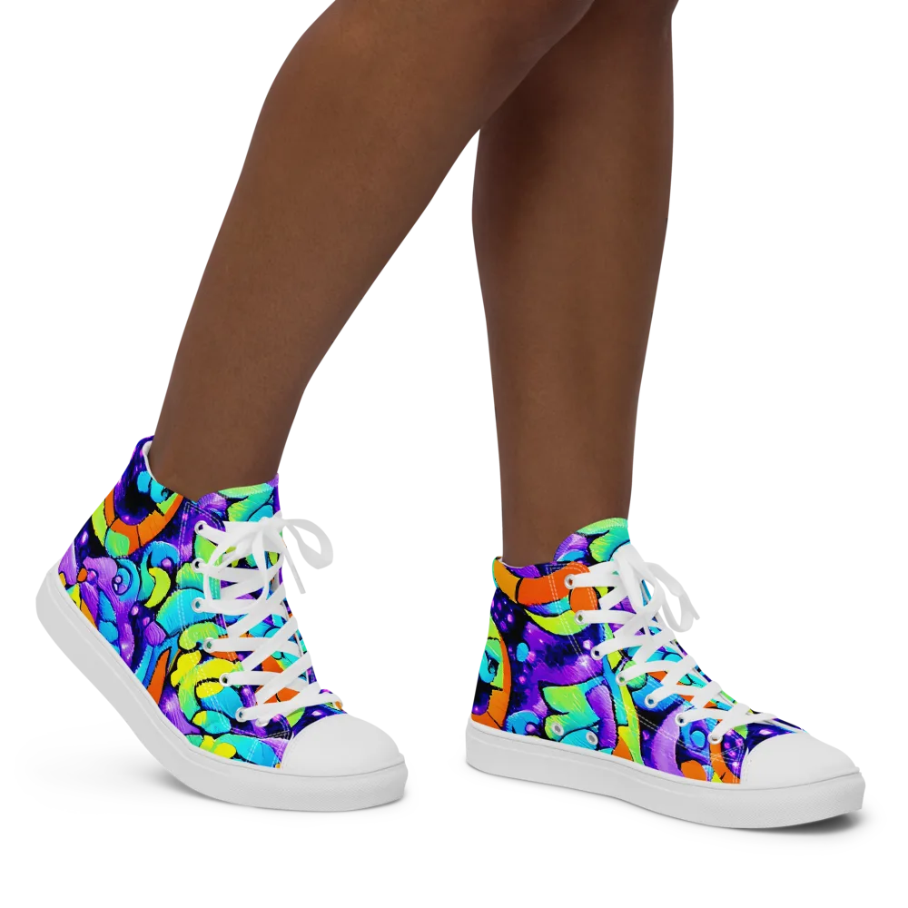 Vivid Collision on Women's High Top Canvas Shoes — Right