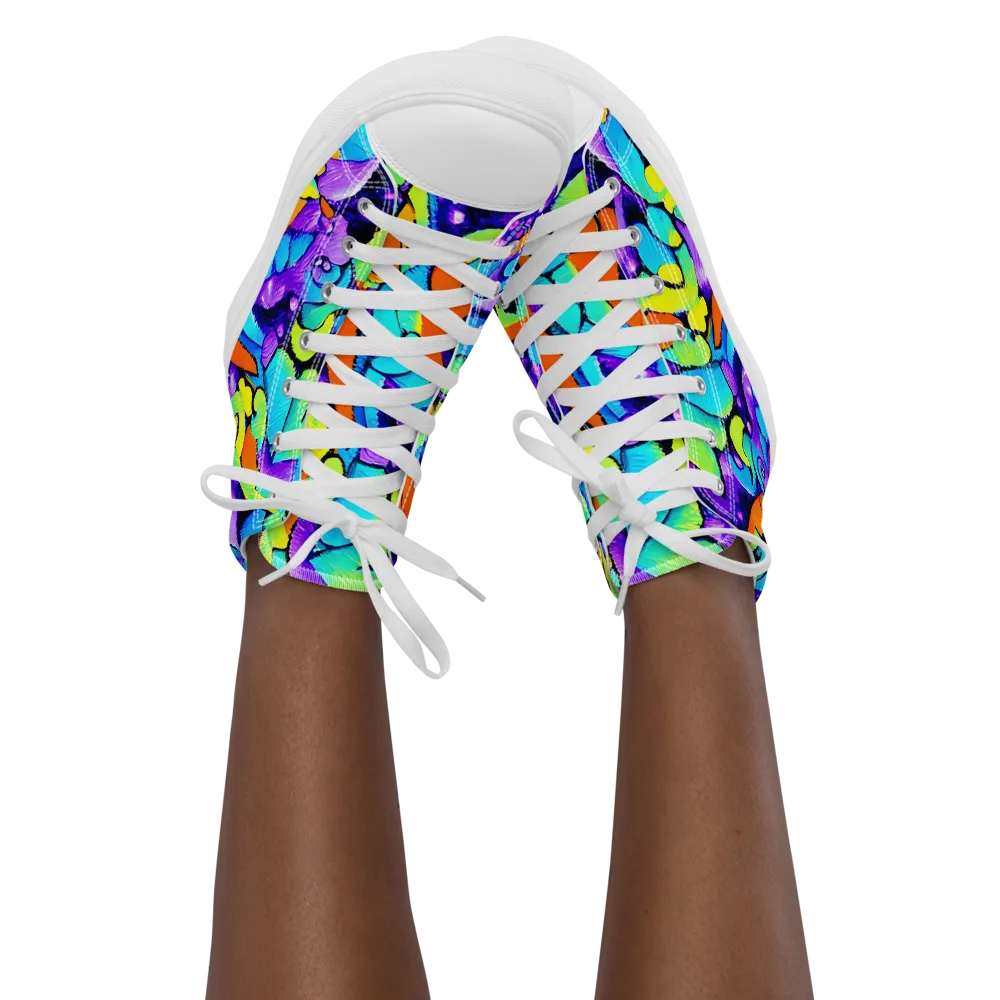Vivid Collision on Women's High Top Canvas Shoes — Front