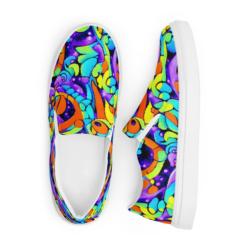 Vivid Collision on Men's Slip-On Canvas Shoes — Front
