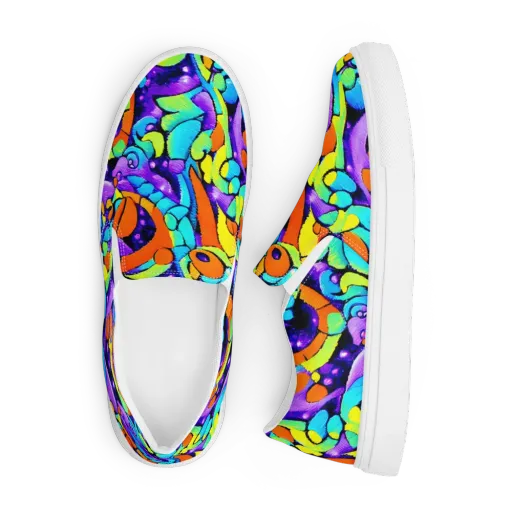 Vivid Collision on a Men's Slip-On Canvas Shoes