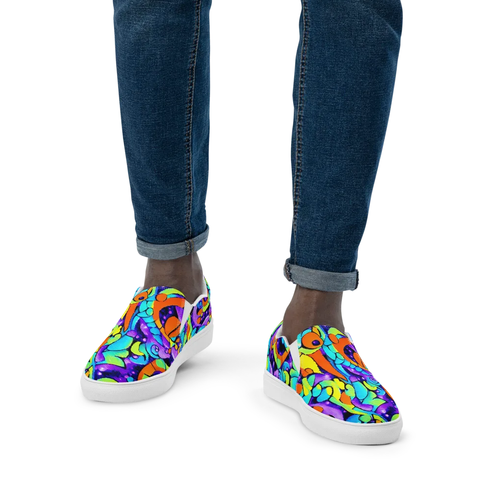 Vivid Collision on Men's Slip-On Canvas Shoes — Front