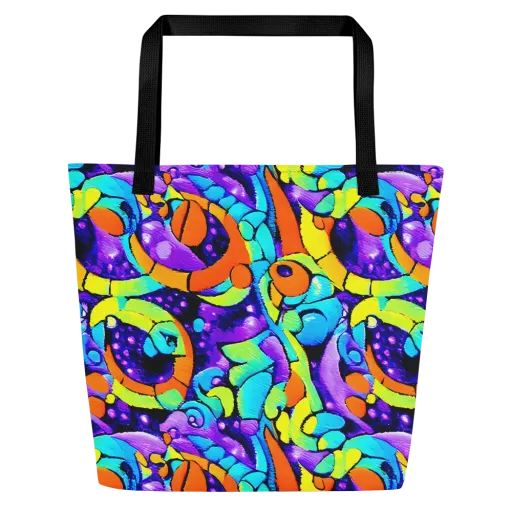 Vivid Collision on a Large Tote Bag W/ Pocket