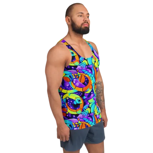 Vivid Collision on a Men's Tank Top