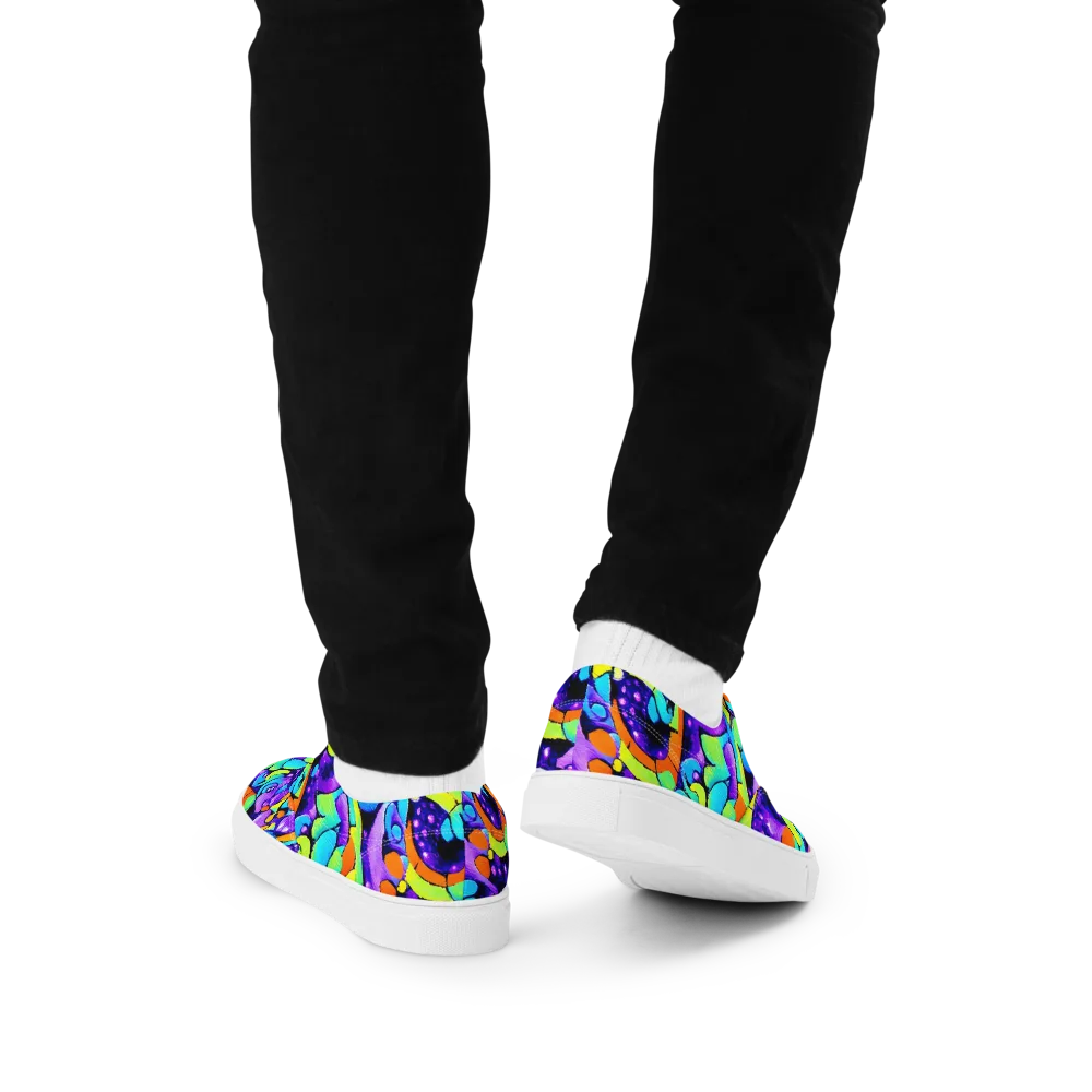 Vivid Collision on Men's Lace-Up Canvas Shoes — Back
