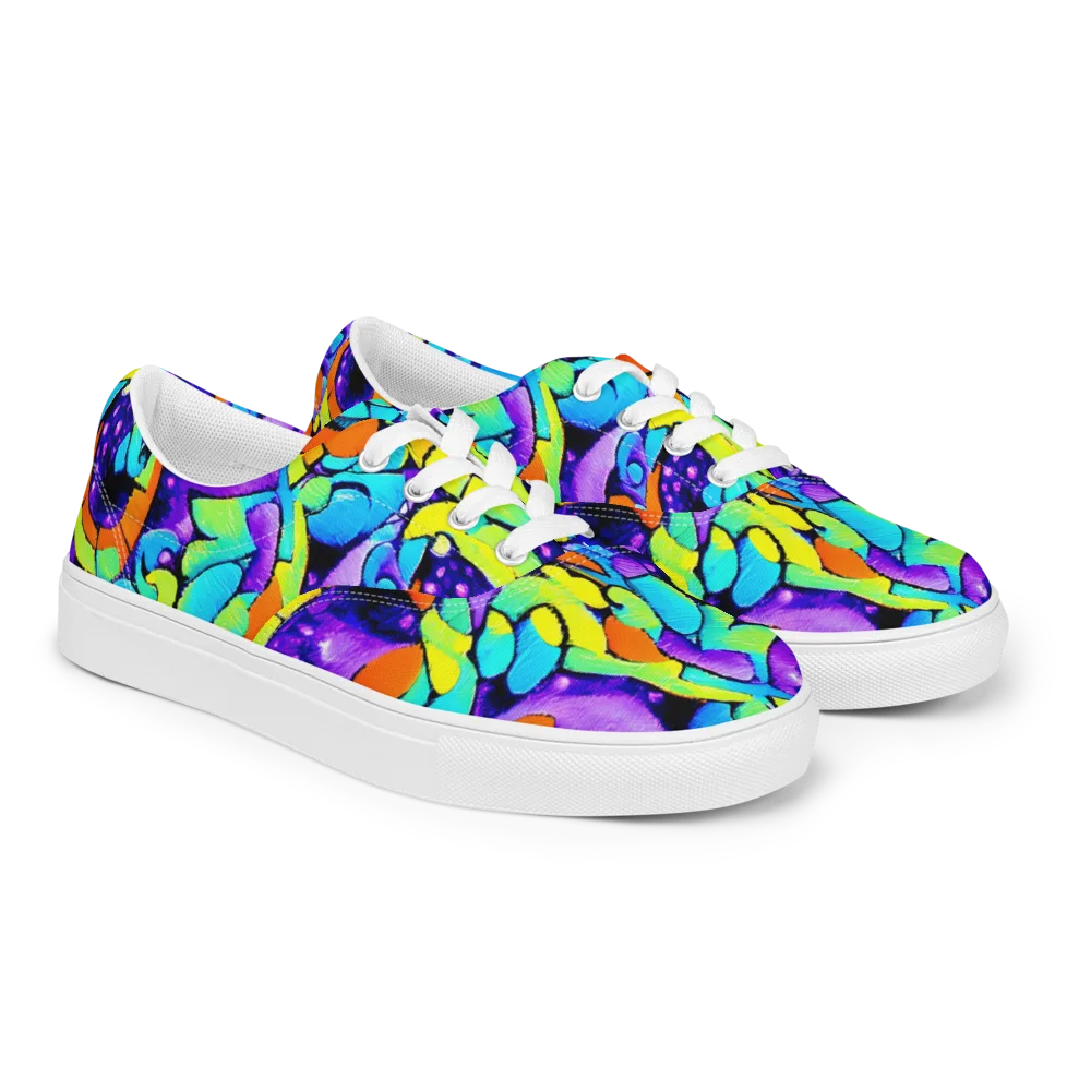 Vivid Collision on Men's Lace-Up Canvas Shoes — Right Front