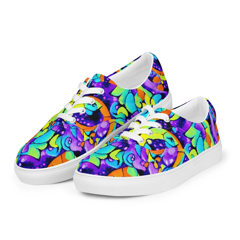 Vivid Collision on Men's Lace-Up Canvas Shoes — Left Front