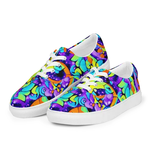 Vivid Collision on a Men's Lace-Up Canvas Shoes