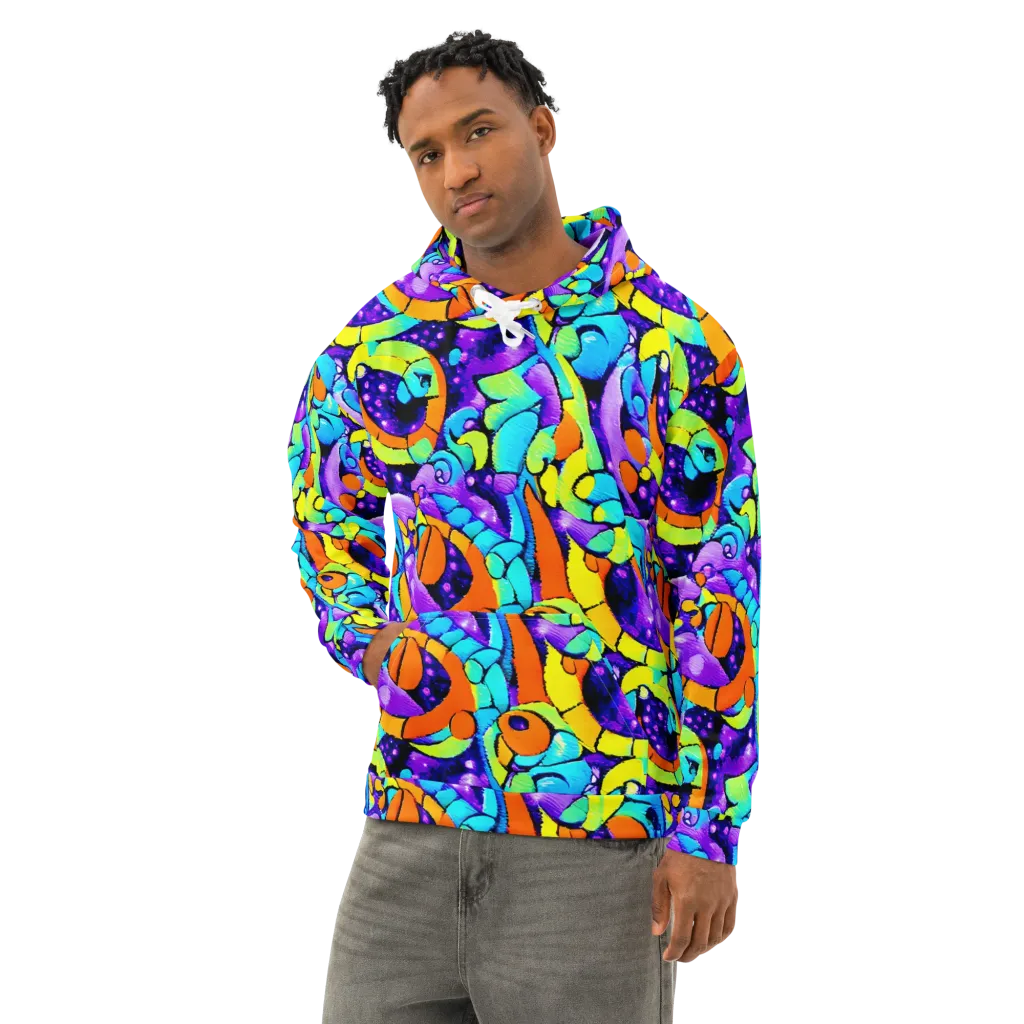 Vivid Collision on Cotton Hoodie — Left Front