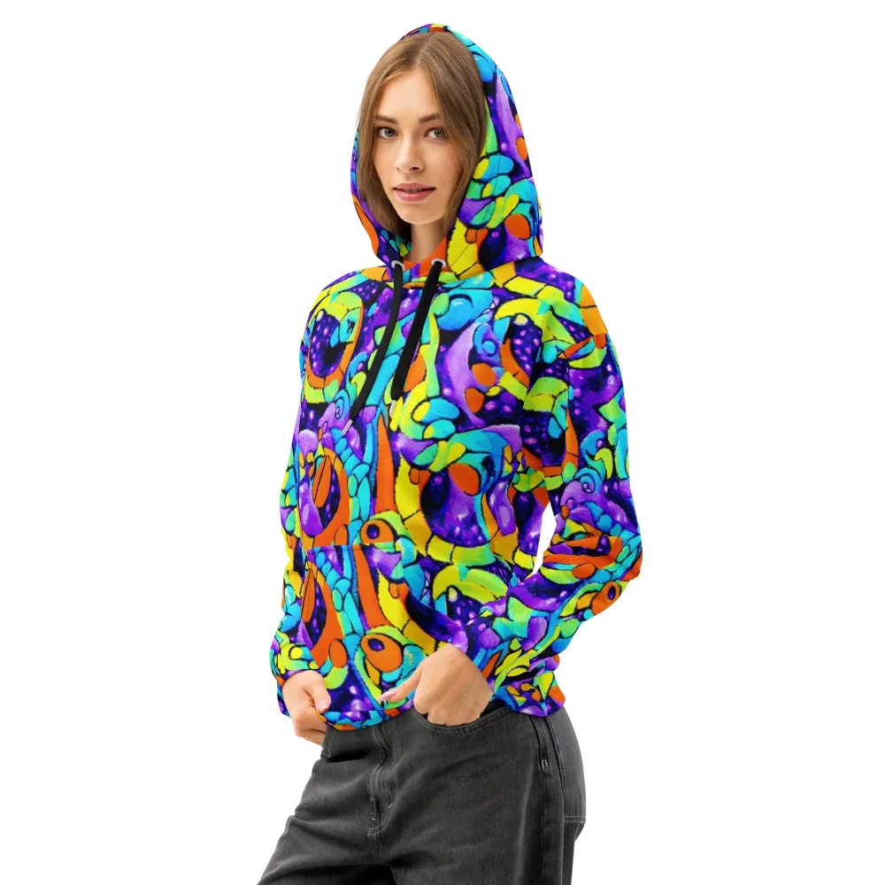 Vivid Collision on Cotton Hoodie — Left Front