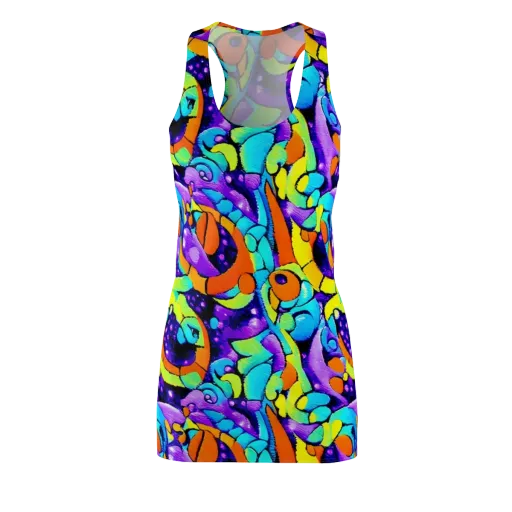 Vivid Collision on a Racerback Dress