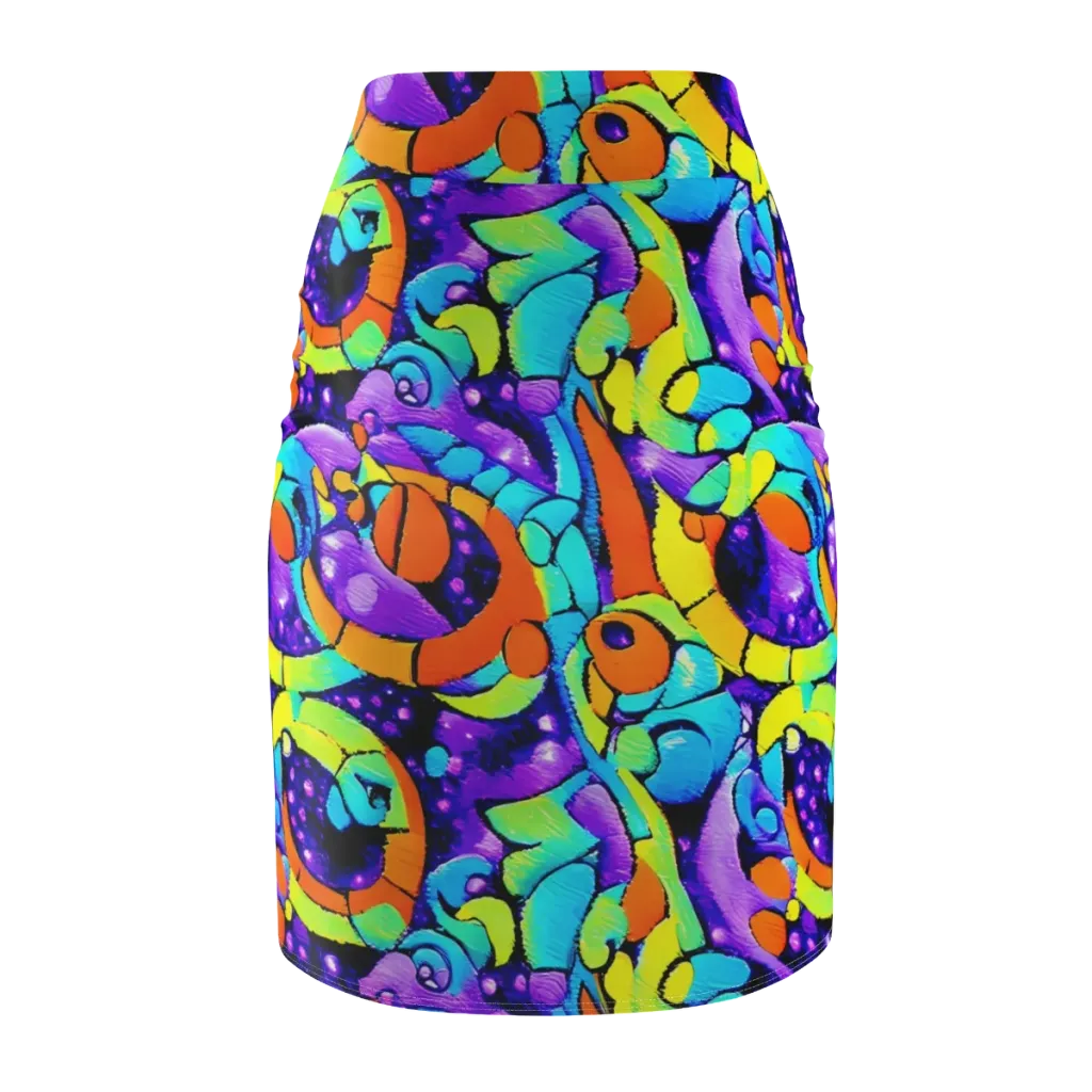 Vivid Collision on Pencil Skirt — Back