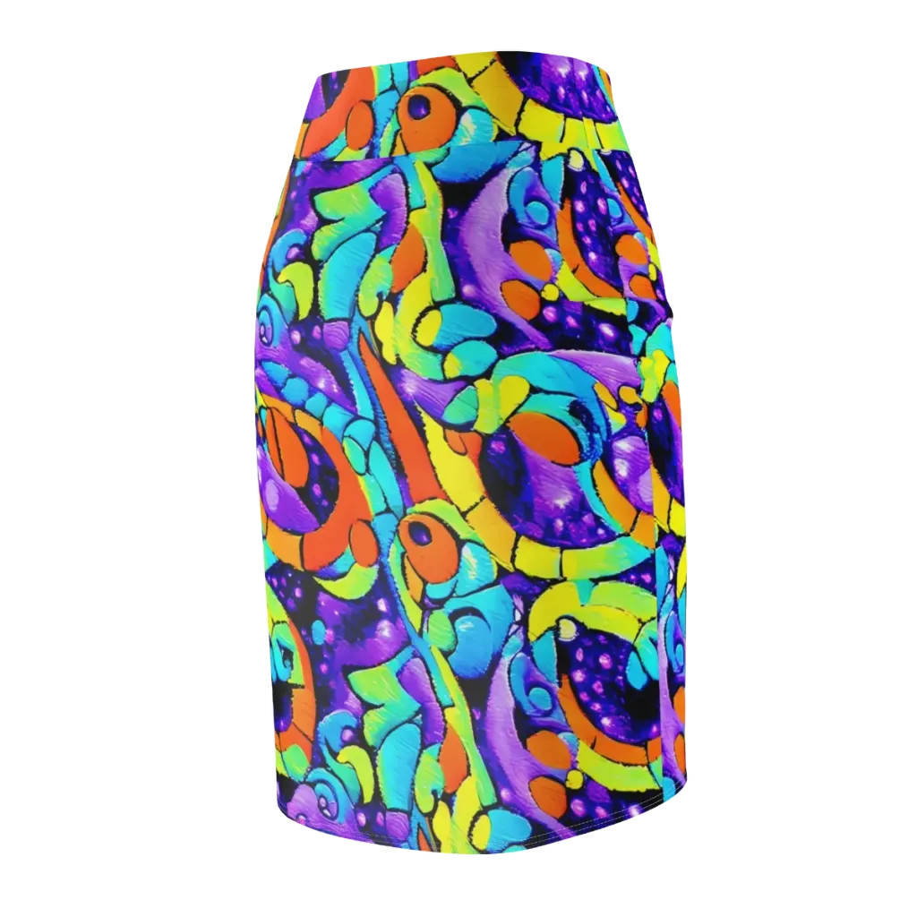 Vivid Collision on Pencil Skirt — Back Side