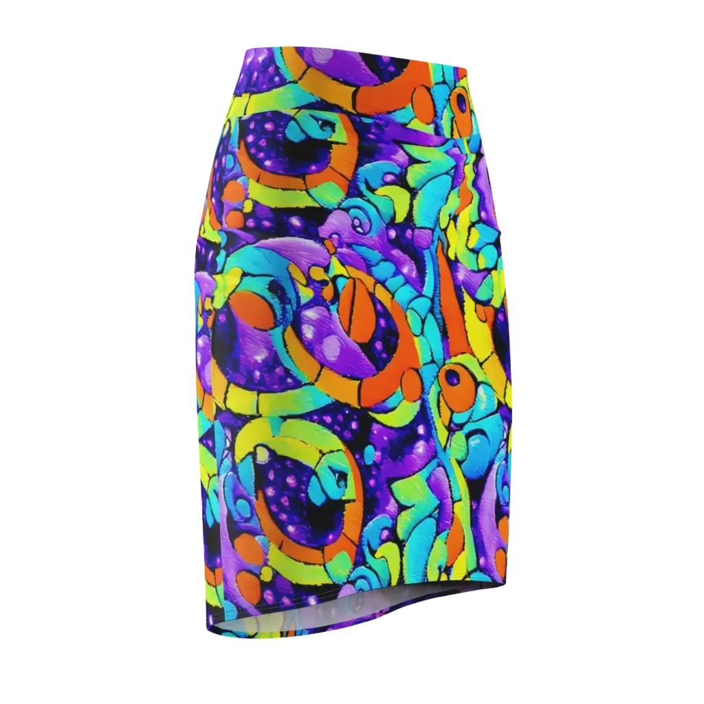 Vivid Collision on Pencil Skirt — Front Side