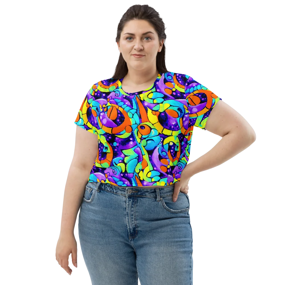 Vivid Collision on Crop Tee — Front