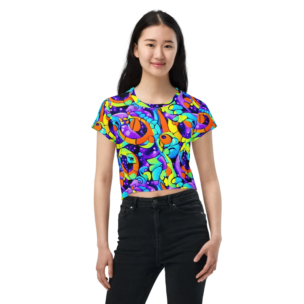 Vivid Collision on Crop Tee — Front