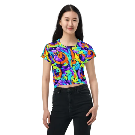 Vivid Collision on a Crop Tee