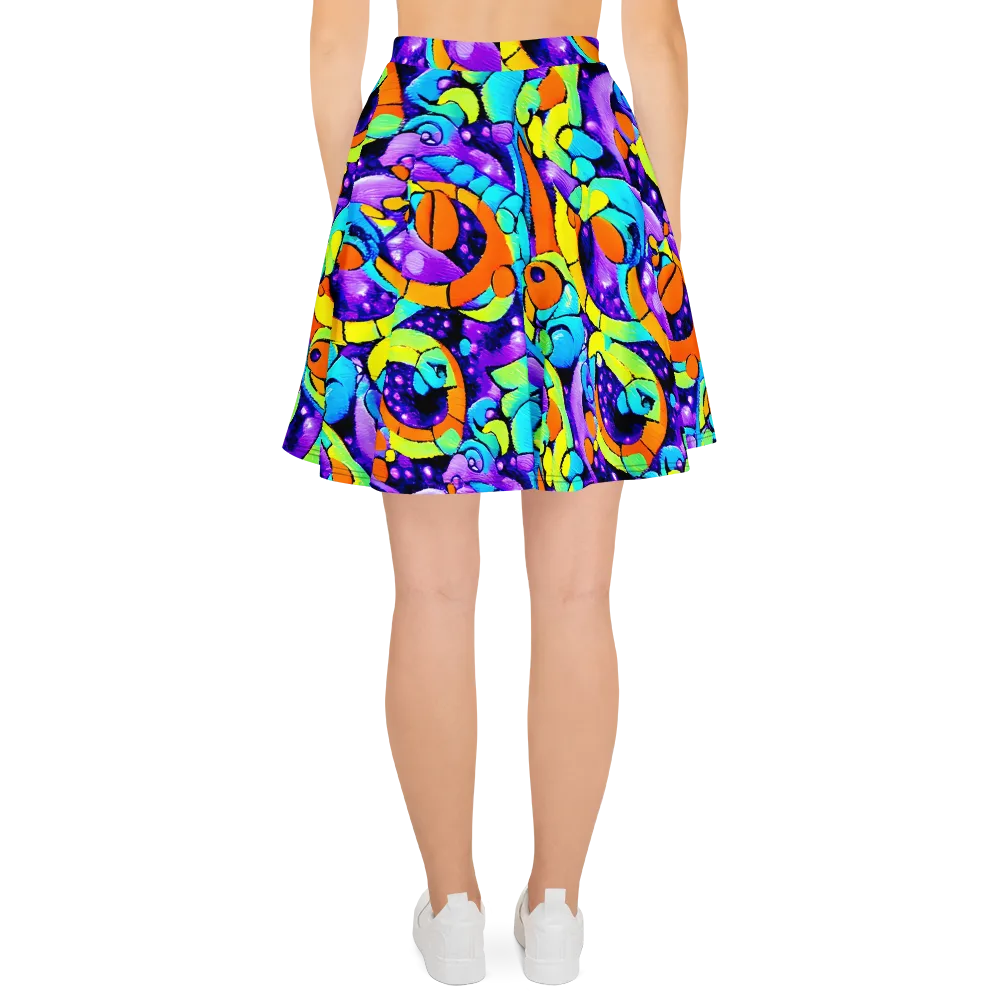 Vivid Collision on Skater Skirt — Back