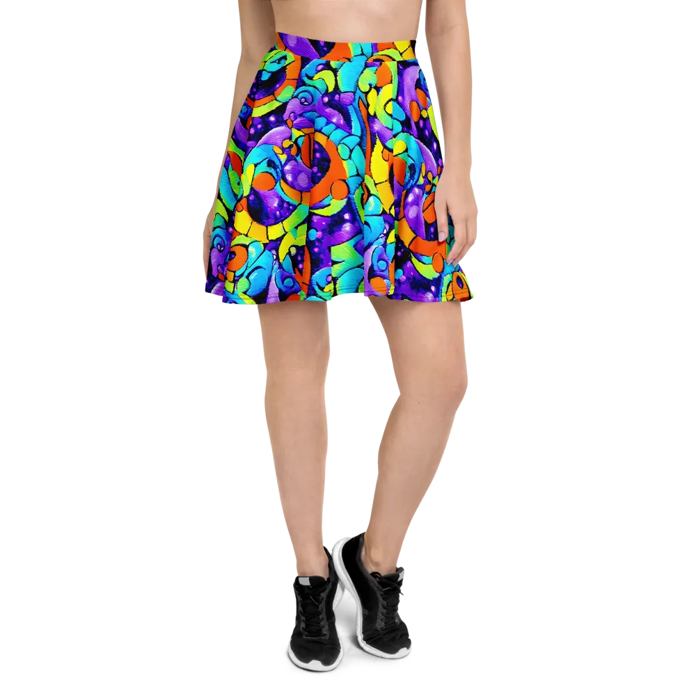 Vivid Collision on Skater Skirt — Front