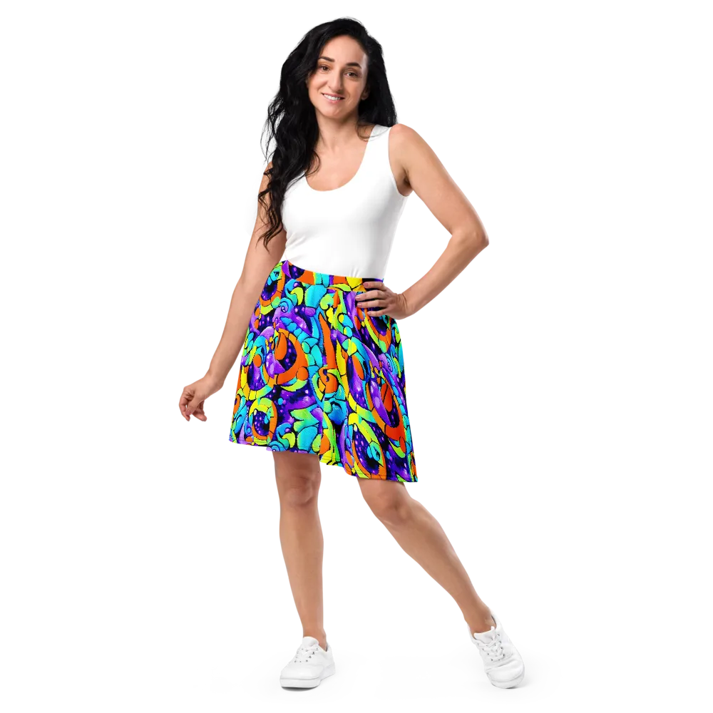 Vivid Collision on Skater Skirt — Front