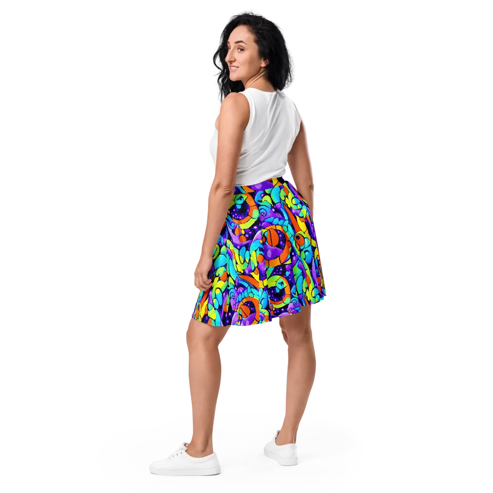 Vivid Collision on Skater Skirt — Back