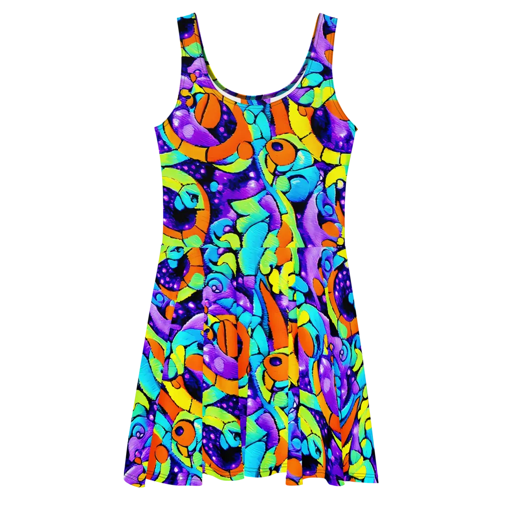 Vivid Collision on Skater Dress — Front