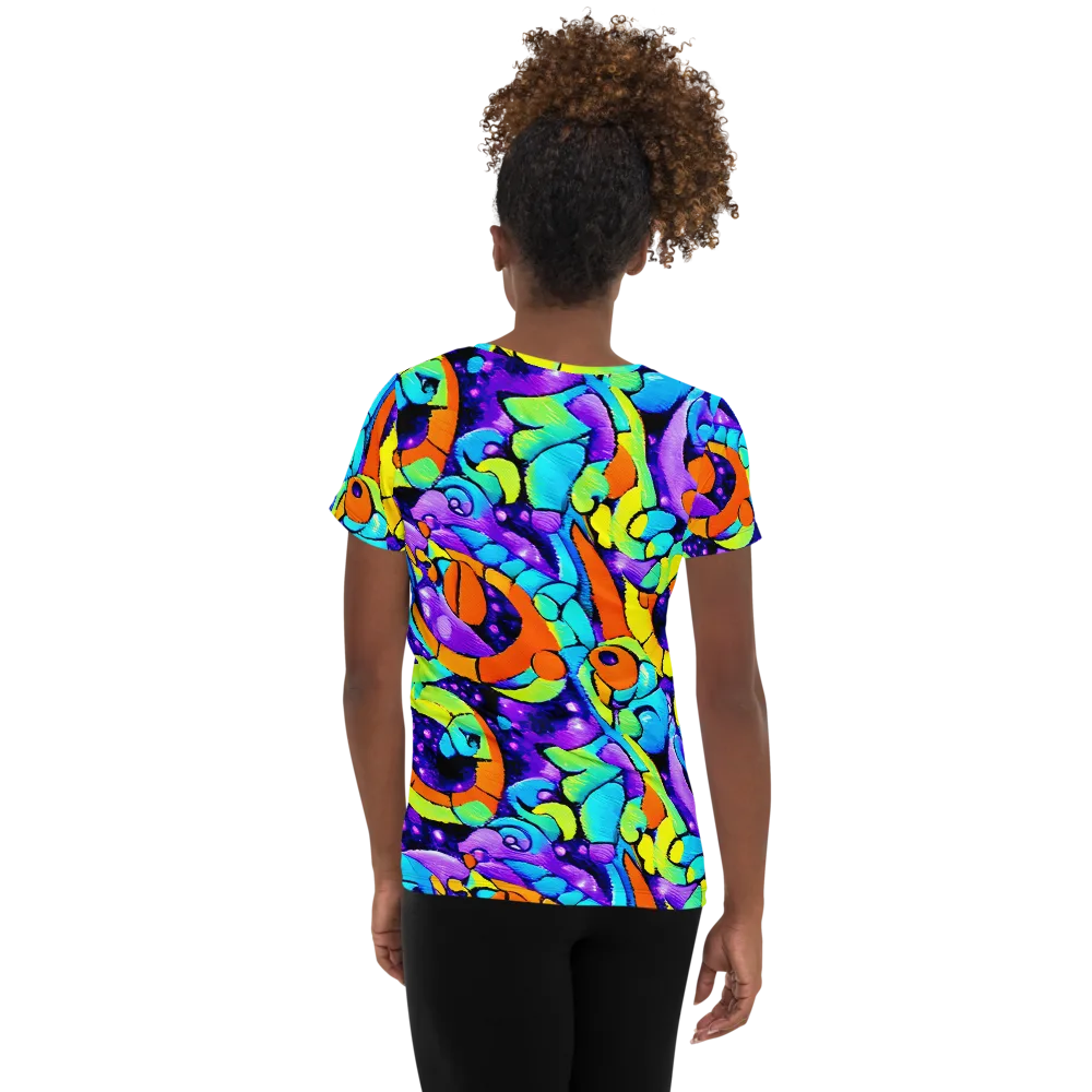 Vivid Collision on Women's Athletic T-Shirt — Back